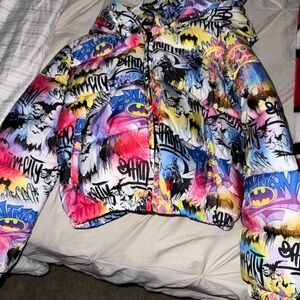 Colorful Graphic Puffer Jacket Batman